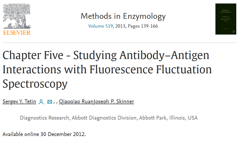 QUANTITATIVE STUDY OF ANTIGEN-ANTIBODY INTERACTION USING FLUORESCENCE CORRELATION SPECTROSCOPY